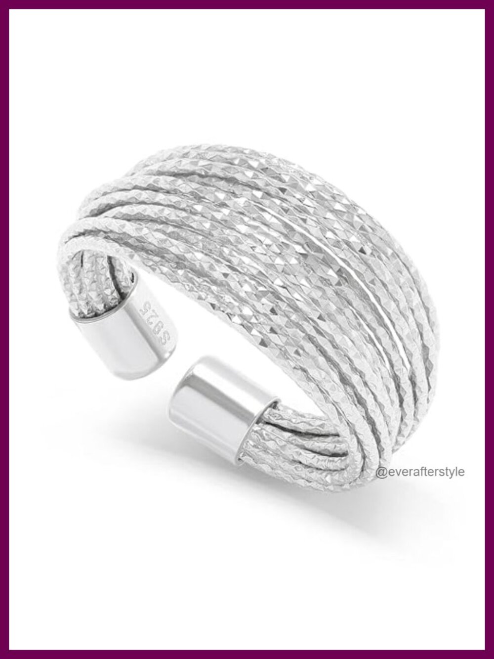 925 Sterling Silver Adjustable Crossover Chunky Band Statement Ring